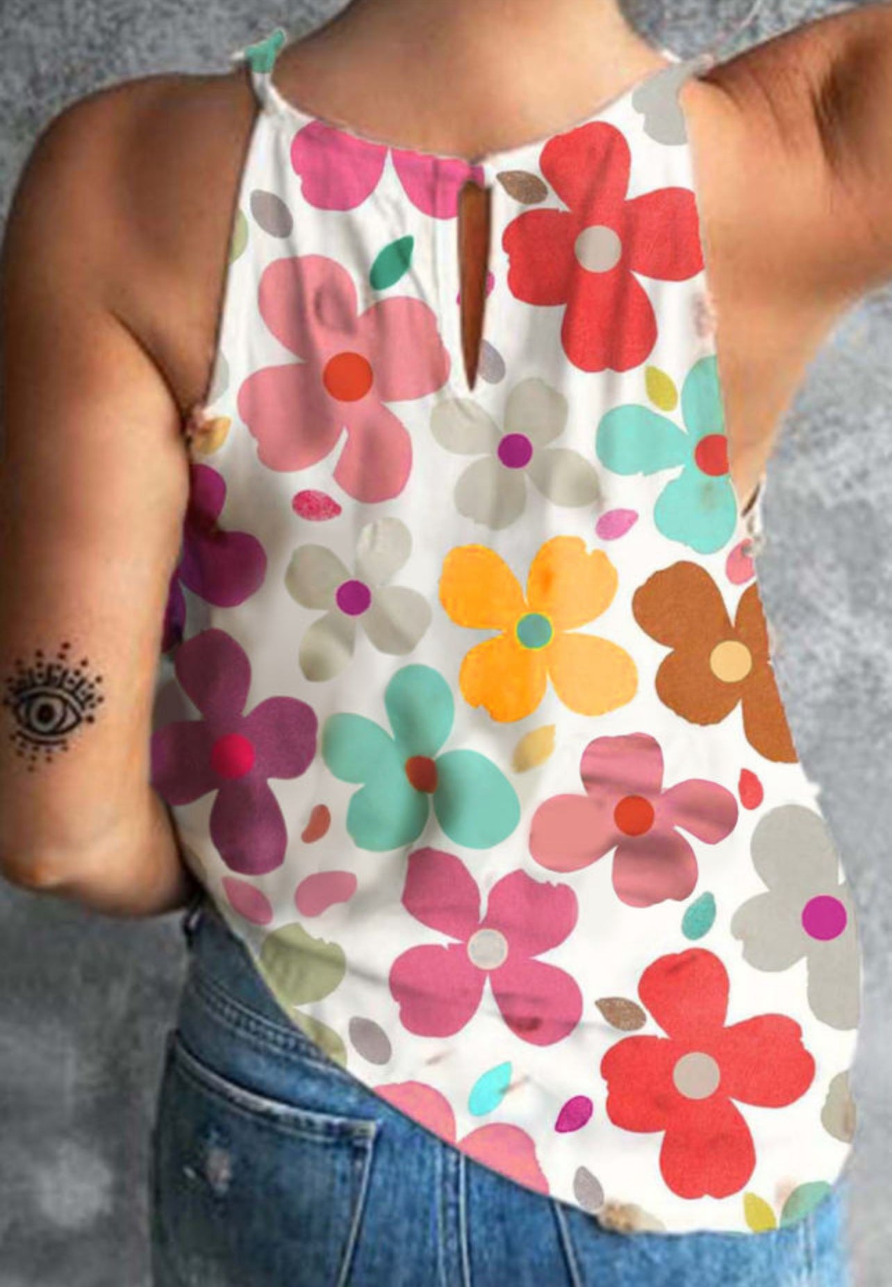 Floral Splash Sleeveless Top