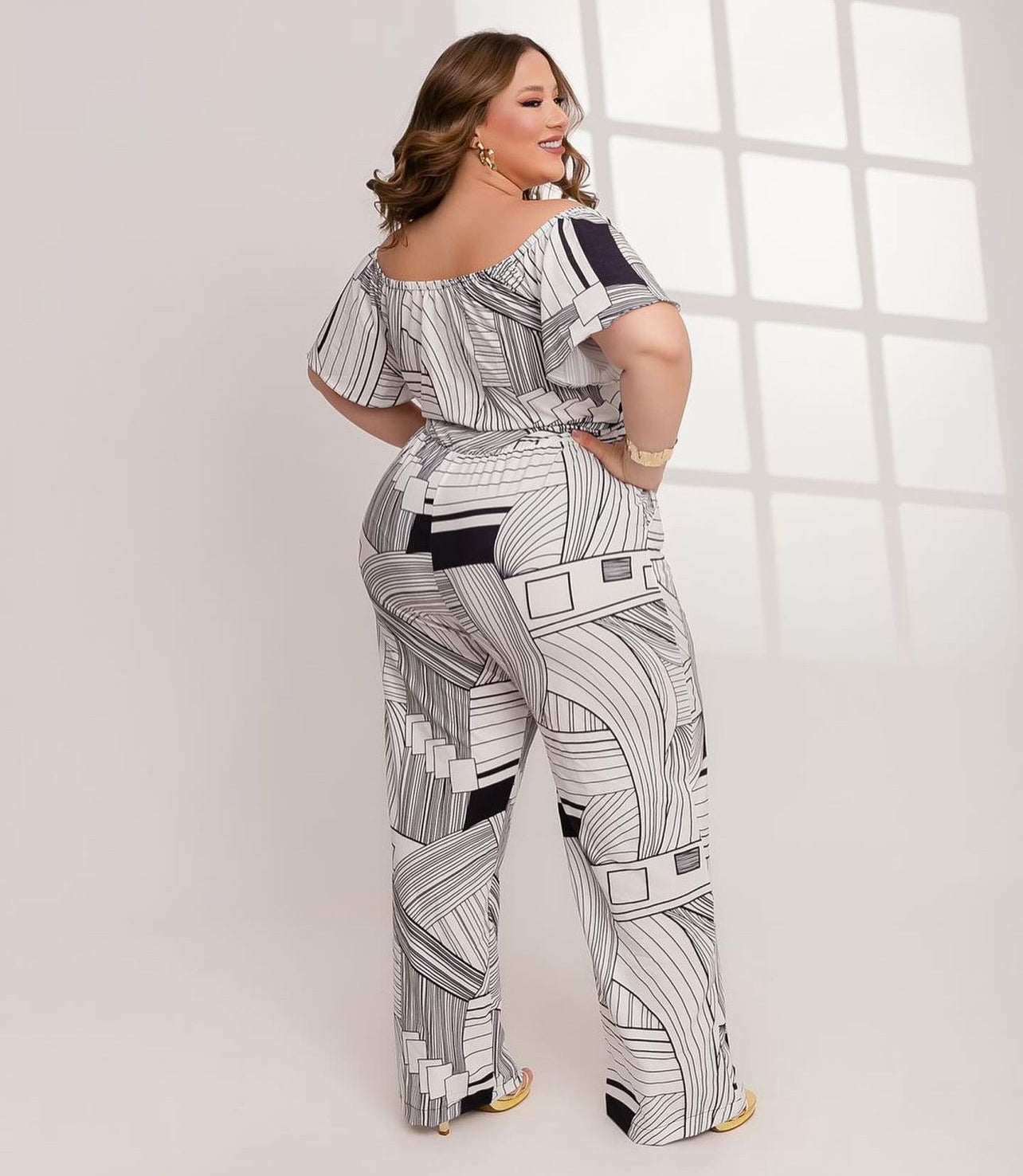 Black and White Geometric Jumpsuit