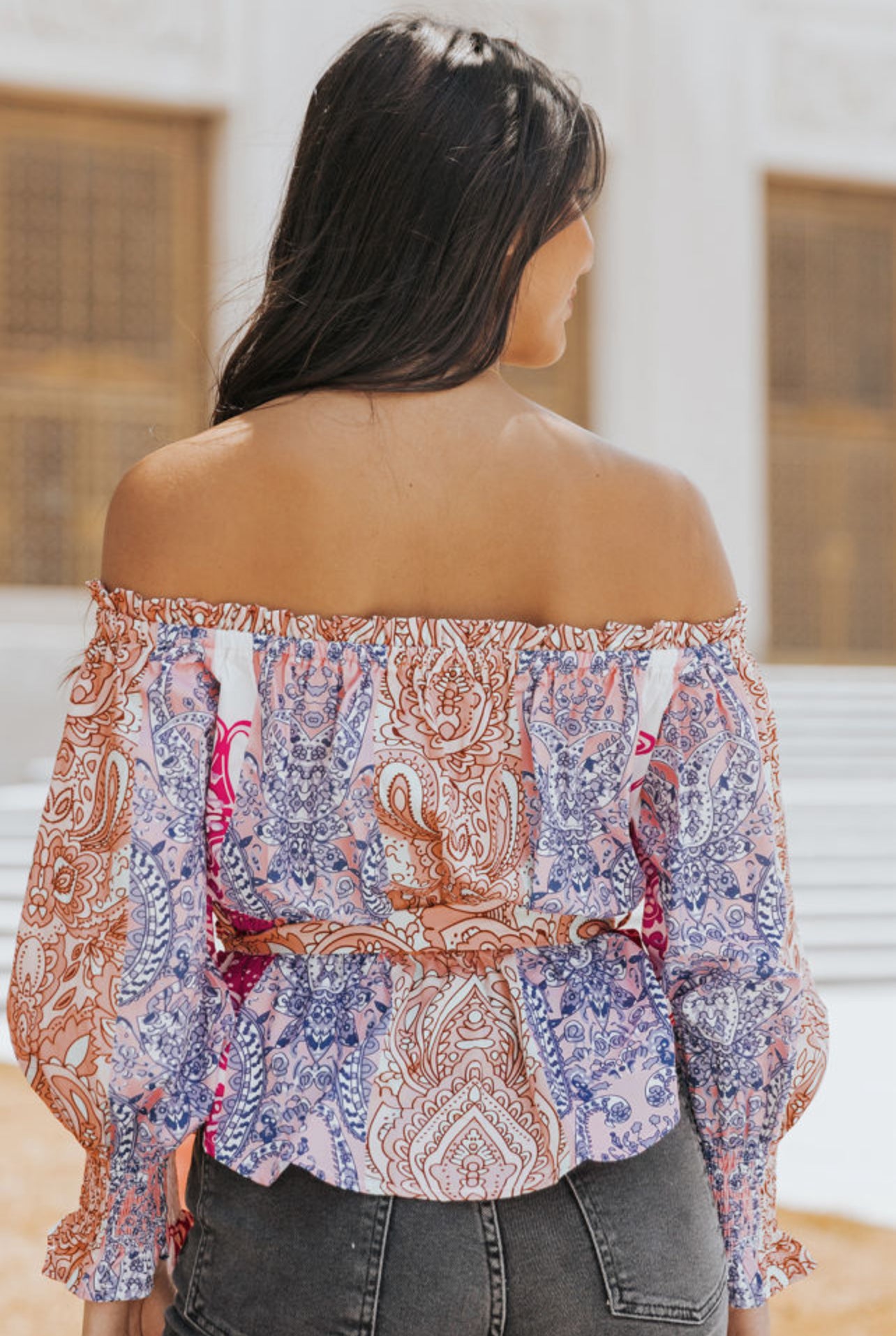 Paisley Off-Shoulder Blouse