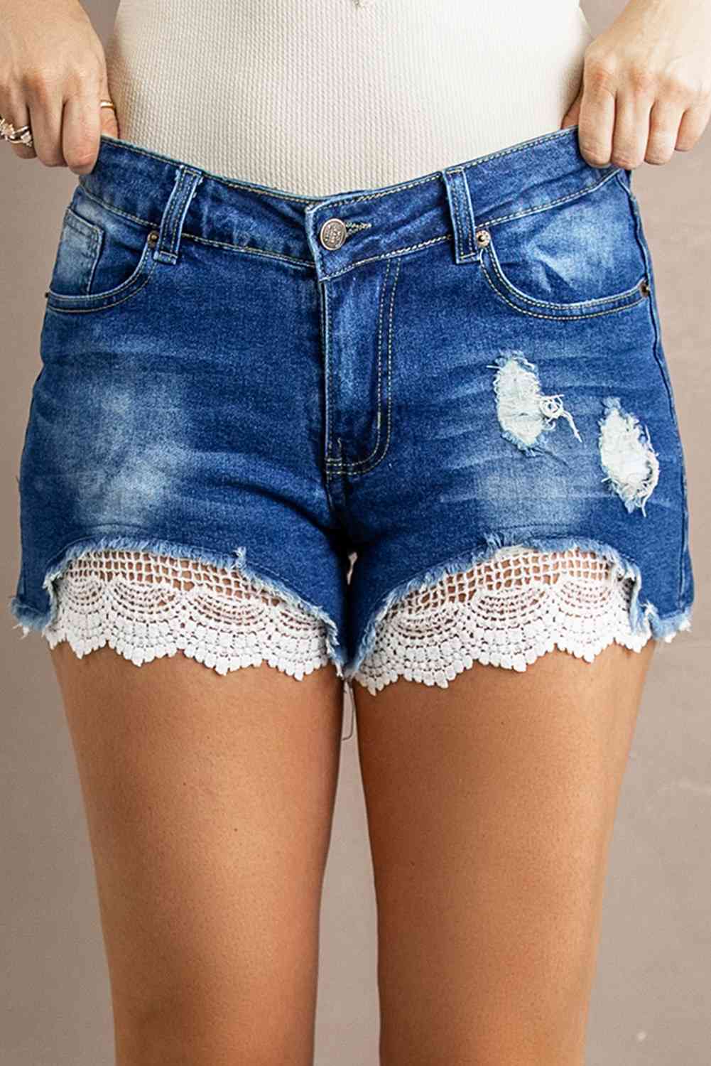 Distressed Denim Shorts