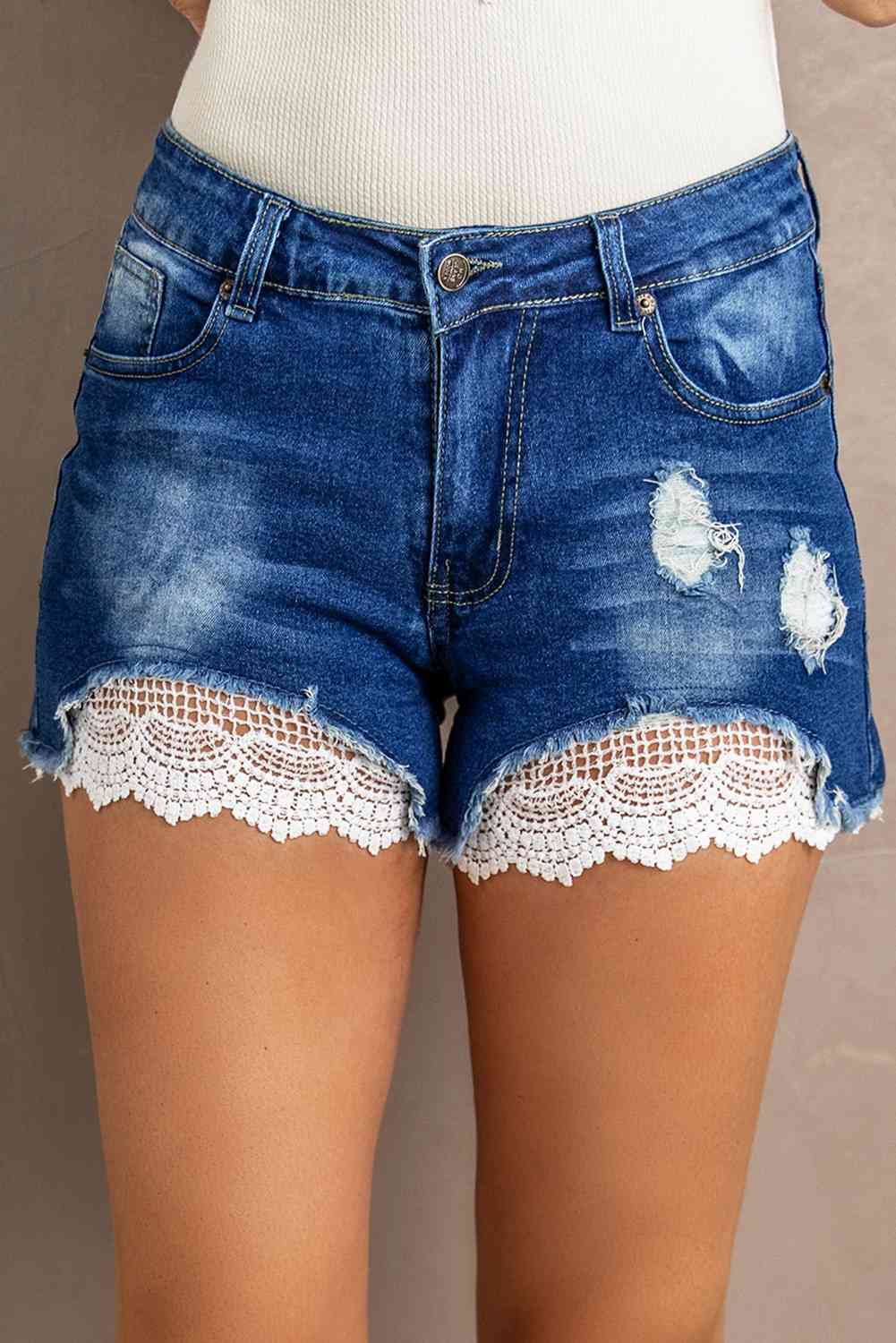 Distressed Denim Shorts