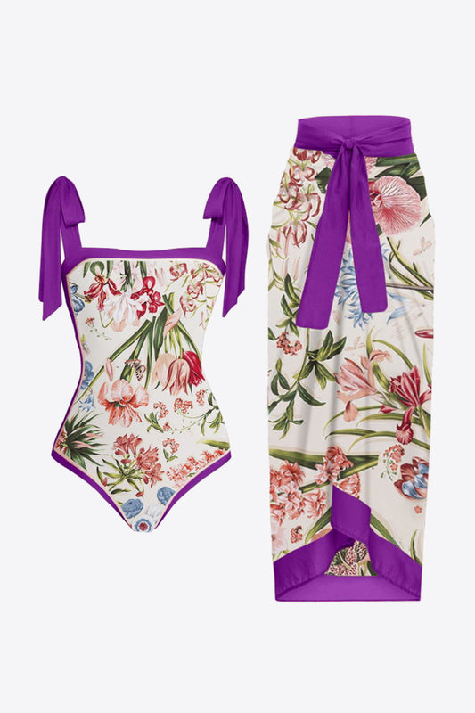 Floral Purple Swim Set