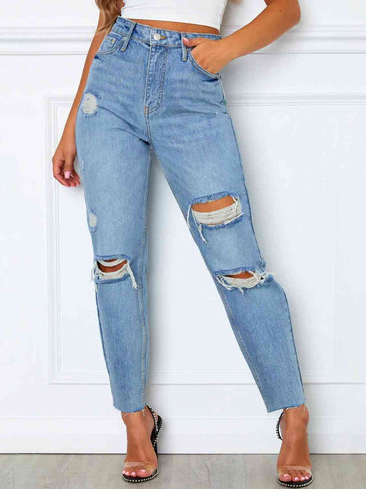 Distressed High Waist Jeans