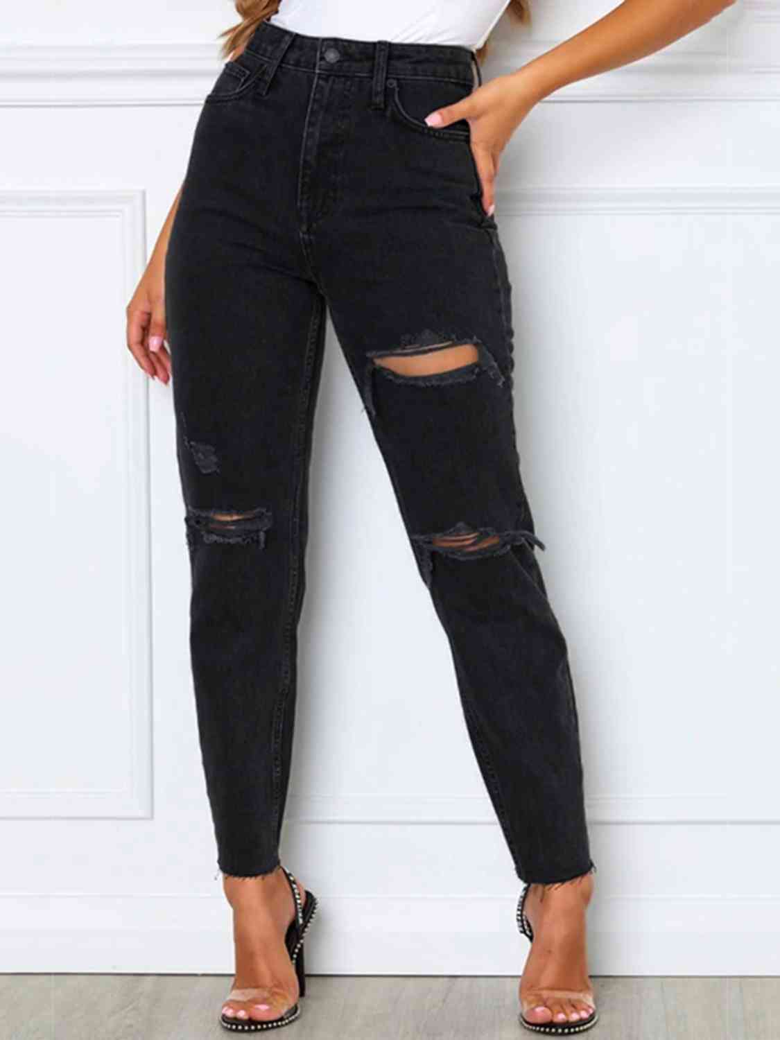 Distressed High Waist Jeans